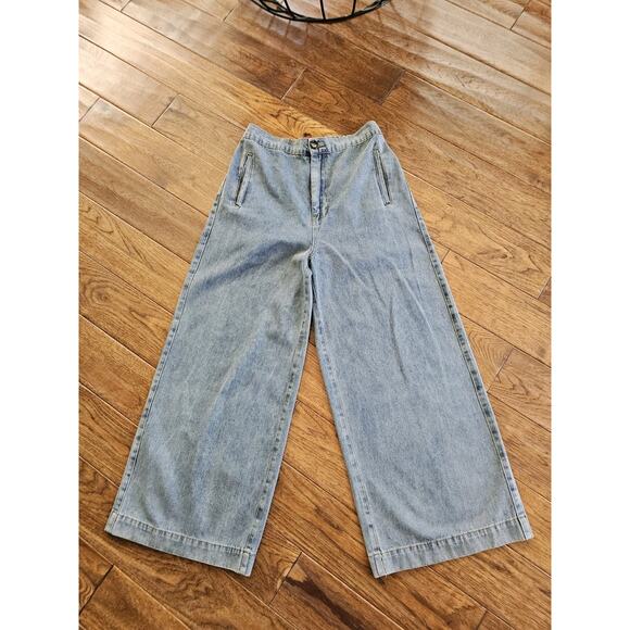 Grade & Gather Denim - Grade & Gather Anthropologie Wide Leg Straight Leg Denim Jeans Size L Bohemian